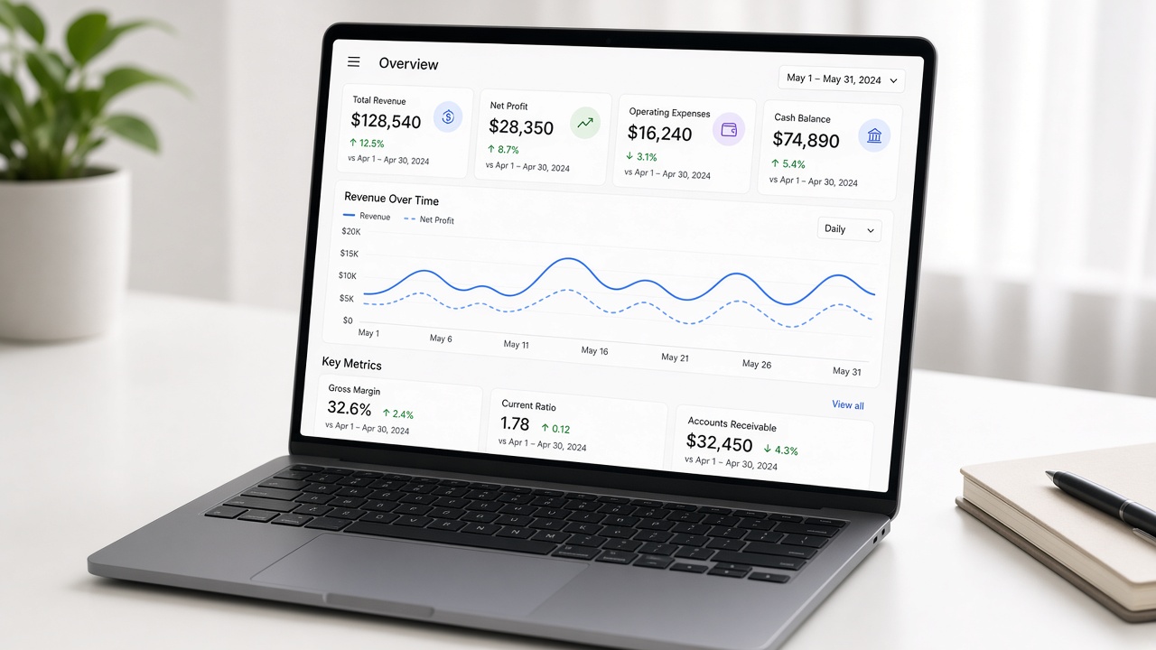 Business operations dashboard on a laptop