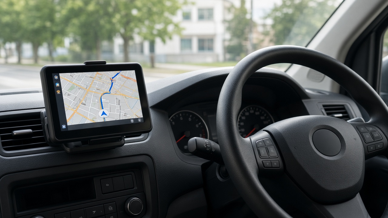 Vehicle dashboard with a navigation screen